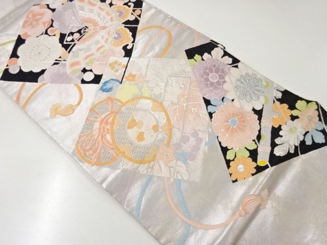 JAPANESE KIMONO / GENJI-KA / BUTTERFLY PATTERN WOVEN- FUKURO OBI